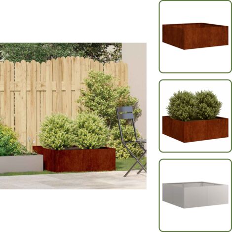 Patio - vidaXL Jardinera oxidada acero corten 80x80x30 cm - Balcón