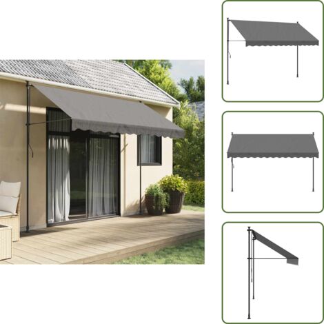 Patio - vidaXL Tenda da Sole Retrattile Antracite 300x150 cm Tessuto e Acciaio - Balcone