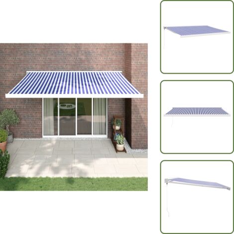 Patio - vidaXL Tenda da Sole Retrattile Blu e Bianca 4x3 m Tessuto e Alluminio - Giardino