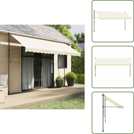 Patio - vidaXL Tenda da Sole Retrattile Crema 400x150 cm in Tessuto e Acciaio - Balcone