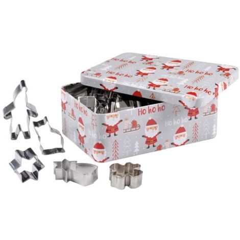PATISSE - BOITE METAL GRIS  25 DECOUPOIRS DECOR PERE NOEL