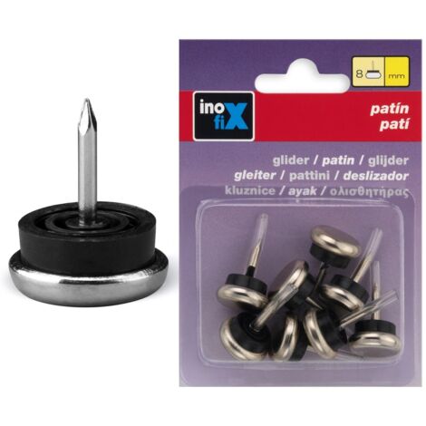 Pat�n deslizante met�lico � 23mm Inofix Acero 8 unidades 3114