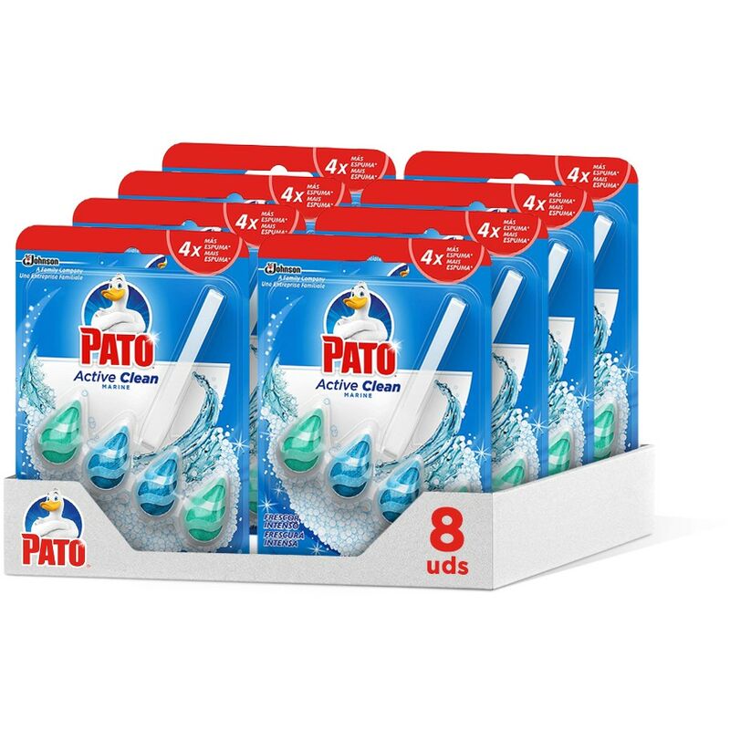 

Active Clean colgador para inodoro, frescor intenso, perfuma y desinfecta, aroma Marine (Pack de 8) - Pato