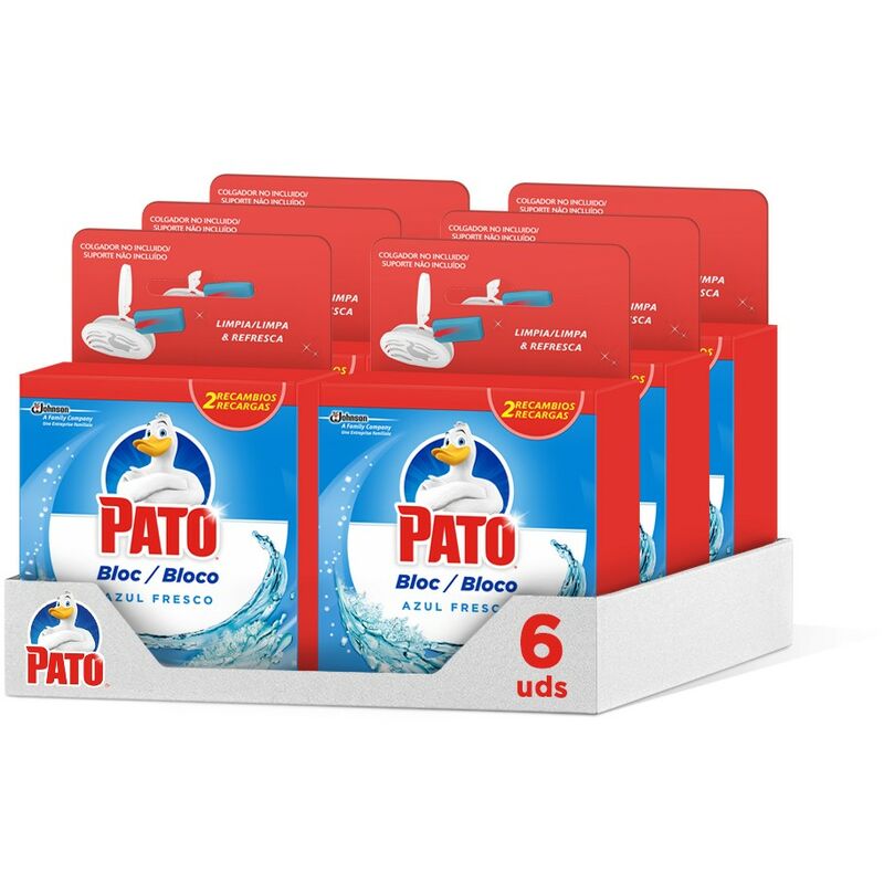 

Pato - Bloc Azul Fresco recambio limpiador y ambientador para inodoro, 2 recambios (Pack de 6)