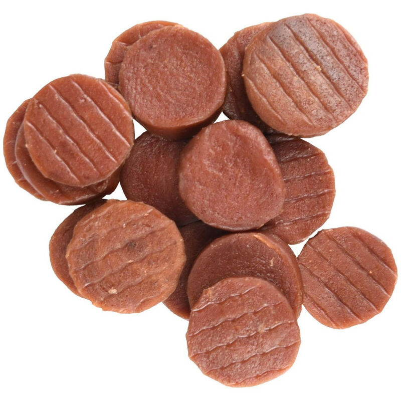 

Pato en trozos de caramelo . Hapki BBQ. para perro . 85 g. sin gluten .