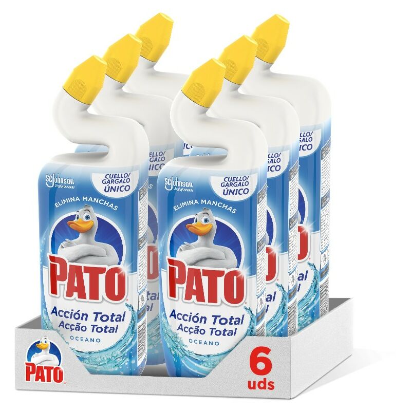 

Pato - WC Acción Total limpiador para inodoro Oceano, limpia y perfuma, 750ml (Pack de 6)