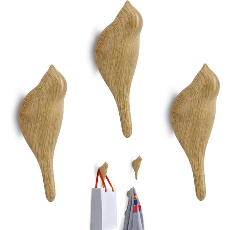 Galozzoit - Patère Bois,Crochet Mural Crochets Muraux Oiseau Patère Mural Multifonctions En Résine Motif Oiseaux Pour Suspendre