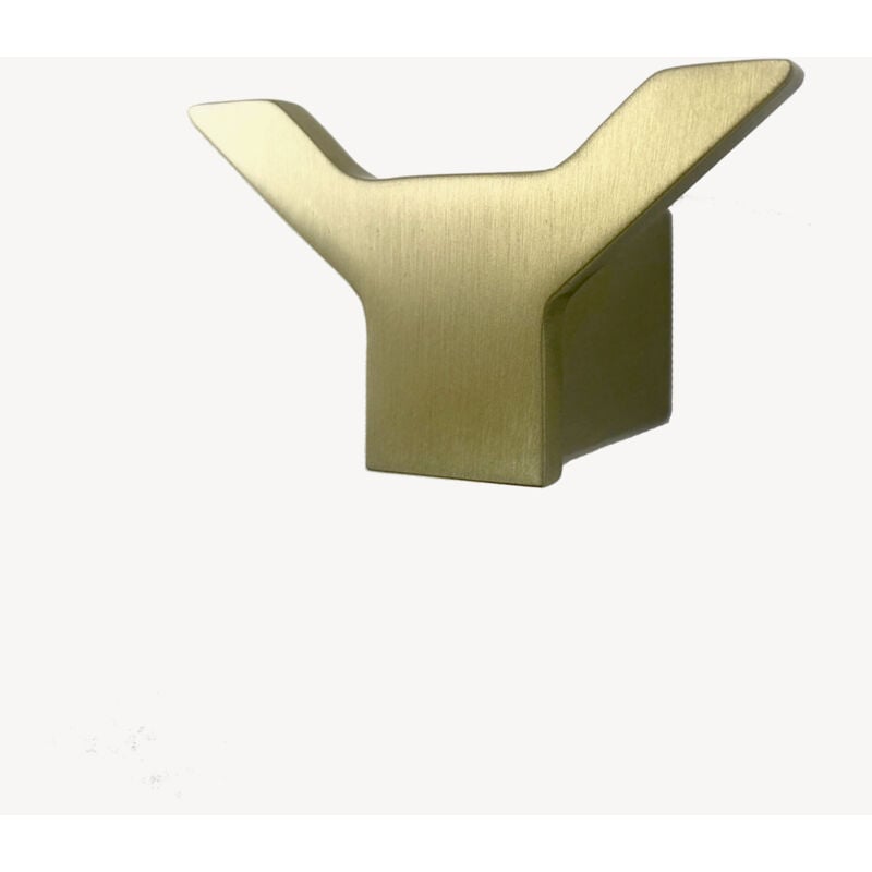 Kroos ® - Patère murale crochet double Doré brossé - Osaka