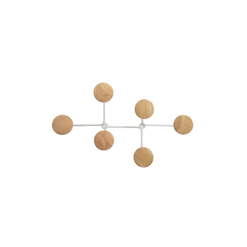 Alba - Patère murale Six - blanc/bois