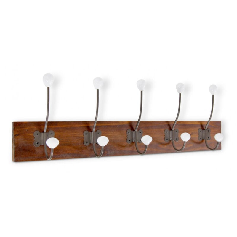 Patère portemanteau 10 accroches - Bois - Marron - Décoration d'Autrefois