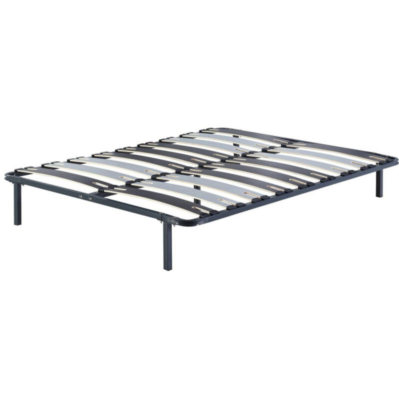 King Of Dreams - patrick - Solide et Confortable Sommier Cadre a lattes + Pieds 200x200 x 29 cm en Metal - 3 x 9 Larges Lattes de 12,5 cm - Montage