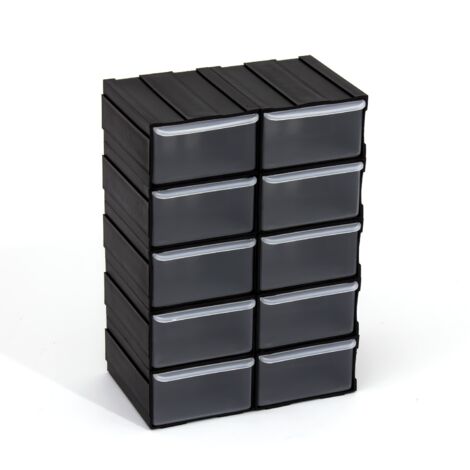 Patrol Group szu10 X czapg001 Juego de 10 Modular cajones, 5 colores, Negro, 11 x 7.5 x 4.5 cm