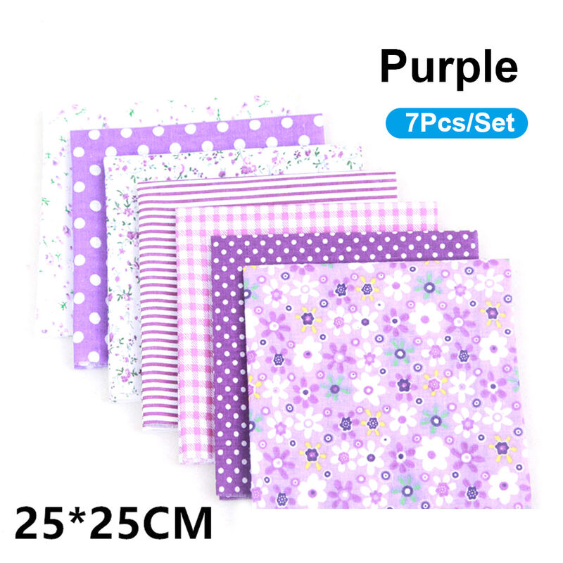 

Patron 7pcs / Set DIY Surtido impreso floral del algodon del remiendo de la tela del pano de costura que acolcha 250x250mm, purpura, 250x250mm