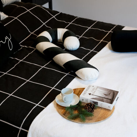 Patrón de almohada navideña XM19  Bastón de caramelo negro XXL