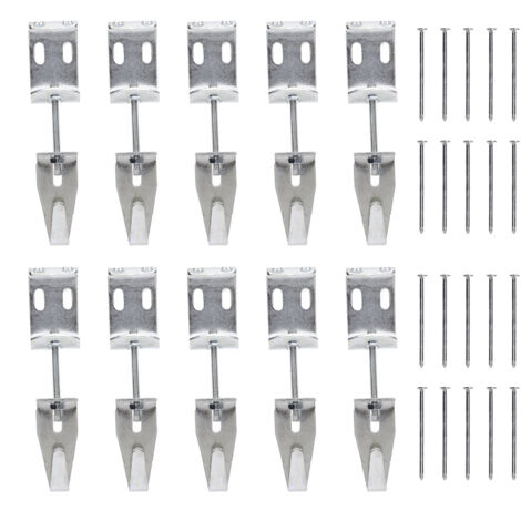 Patron J 10 pour Tableaux et Miroirs avec 20 Clous - Support jusqu'à 45kg en Fer - Kit 10 Pièces Adjustable
