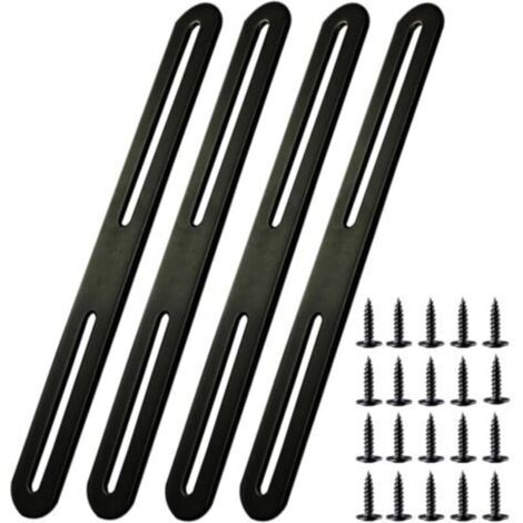 Patte de fixation en acier inoxydable noir – Lot de 4 pièces (210 x 24 mm) pour assemblage et réparation de meubles