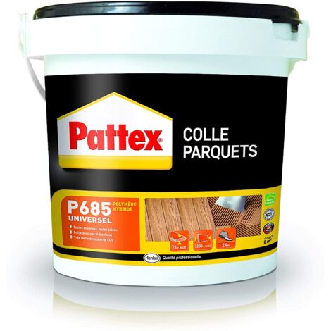 PATTEX Adesivo per parquet P685 – Colla polimerica per qualsiasi tipo di parquet e lunghezza del foglio, adatto su pavimenti riscaldati, garantisce un incollaggio elastico forte e duraturo, secchio da