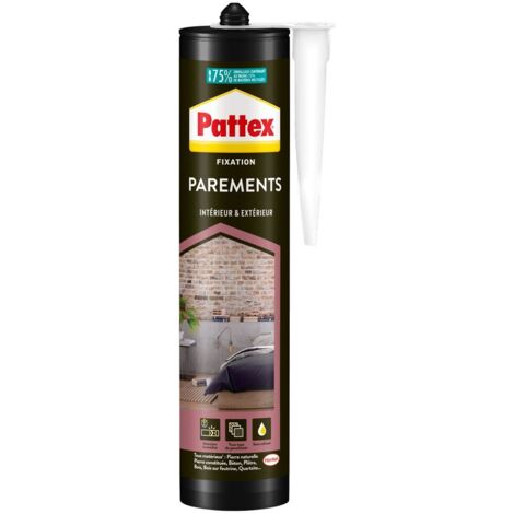 Pattex Colle Fixation Parements – Colle de Fixation Ultra Forte pour Intérieur / Extérieur – Multi-matériaux – Blanc 460 g