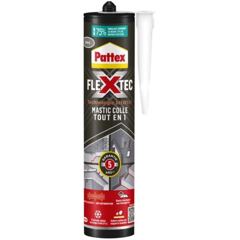 Pattex – Colle multi-usage Flextec 389g – Colle de fixation polymère pour béton, plâtre, verre – Usage intérieur et extérieur – Gris