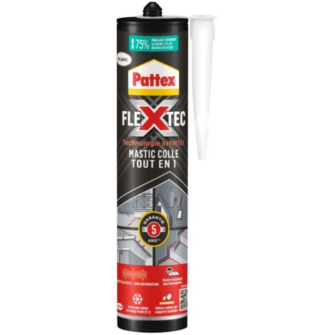 Pattex – Colle multi-usage Flextec blanche 389g – Collage souple pour supports humides – Joints d'étanchéité – Fixation éléments décoratifs