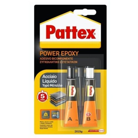 PATTEX POWER EPOXY Acciaio Liquido Adesivo Bicomponente A+B - Confezione 2x15 gr