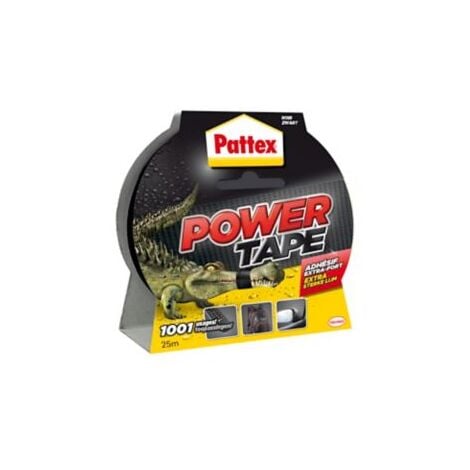 Pattex Power Tape, Ruban adhésif noir extra fort pour charges lourdes, Bande adhésive toilée tous supports, Rouleau adhésif étanche de 48 mm x 25 m