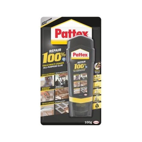Pattex Repair 100% Colle Multi-usages, colle forte transparente pour tous types de travaux à l'intérieur et l'extérieur, colle liquide multi- matériaux, flacon 100 g