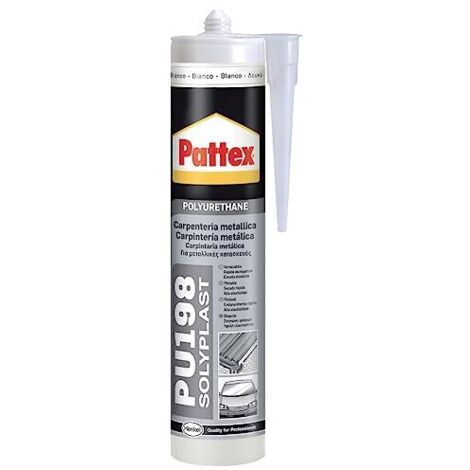 Pattex Sigillante Poliuretanico PU 198, Sigillante per Lattoneria, Carpenteria Metallica, Costruzioni Metalliche, Impianti di Condizionamento, Auto e Nautica, Carrozzeria, Bianco, Cartuccia da 310ml