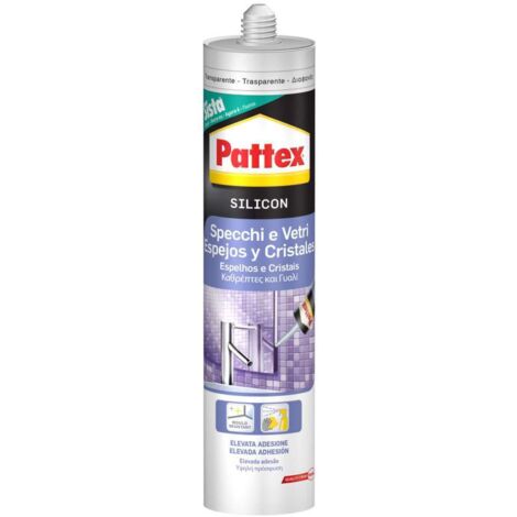 Pattex Sigillante Silicone Neutro per Vetri e Specchi, Neutro per Sigillare e Incollare Specchi, Vetro e Muro, Vetro e Metallo, Vetro e Legno, Vetro e Vetro, Colore Trasparente, Cartuccia da 290 ml
