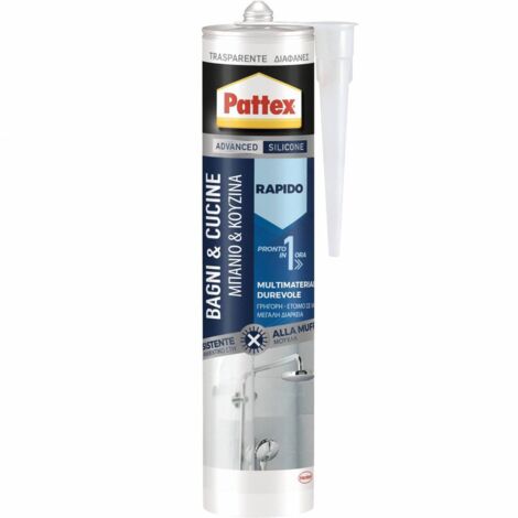 Pattex Silicone Bagnicucine Rapido Trasp.Cart. 300 Ml. - 12 Pz