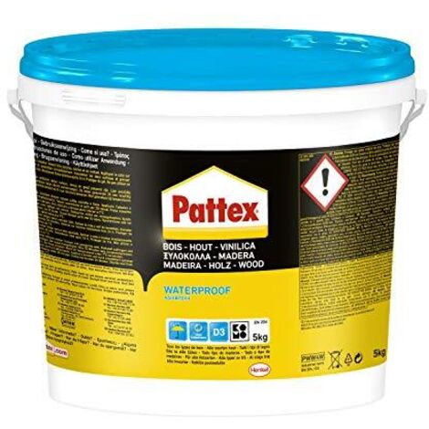 Pattex Vinilica Idroresistente colla per legno resistente all'acqua, adesivo acetovinilico per montaggi, assemblaggi e laminature in ambienti umidi e caldi, 1 x 5kg