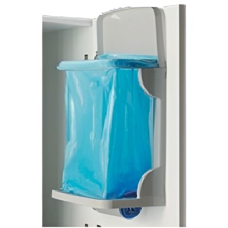 Pattumiera 10L con coperchio ferma­sacco sistema Roll‑On  per appendere anta mobile cucina grigia cm28x16 H40 camper roulotte salvaspazio