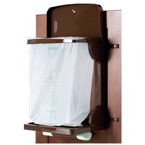 Pattumiera 10L con coperchio ferma­sacco sistema Roll‑On  per appendere anta mobile cucina marrone  cm28x16 H40 camper roulotte salvaspazio