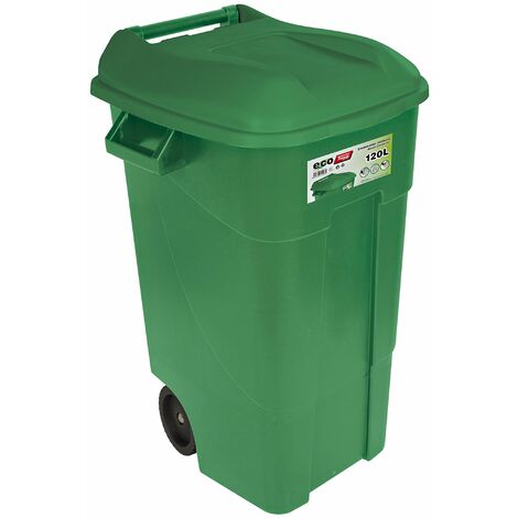 Pattumiera 120 litri con ruote verde giardino 600x568x886