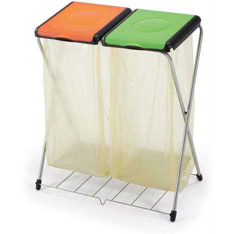 Pattumiera a 2 Posti 72x40x82 cm in Acciaio Bauer Gimi Duo