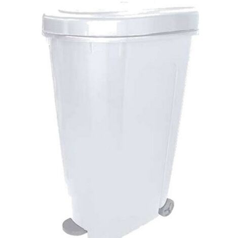 Pattumiera a pedale fusto con ruote 40x60x84h bidone 95 litri bianco - bama