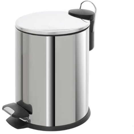 Pattumiera a Pedale in Acciaio Tonda Bagno Cucina 3 Lt Feridras - Colore: Cromo