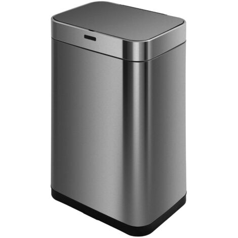 Cestino Per Rifiuti 60l Con Coperchi A Ali Pattumiera In Acciaio Inox Spazzolato Cestino Bidone Automatico Sottile 2 Colori
