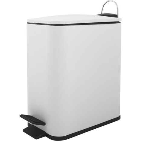 Pattumiera bagno 5 Lt in acciaio bianco opaco con apertura a pedale Rexa