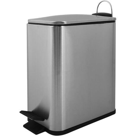 Pattumiera bagno 5 Lt in acciaio inox spazzolato con apertura a pedale Rexa