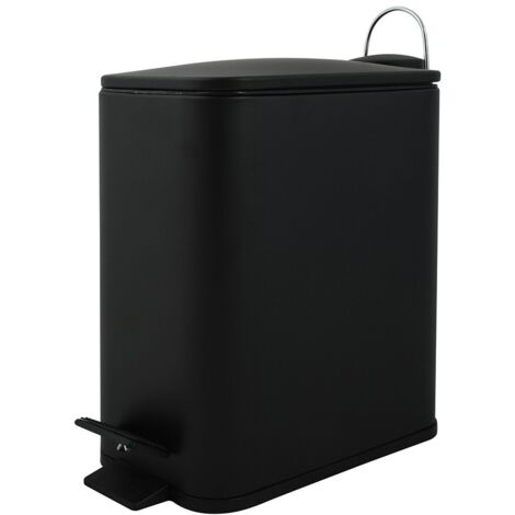 Pattumiera bagno 5 Lt in acciaio nero opaco con apertura a pedale Rexa