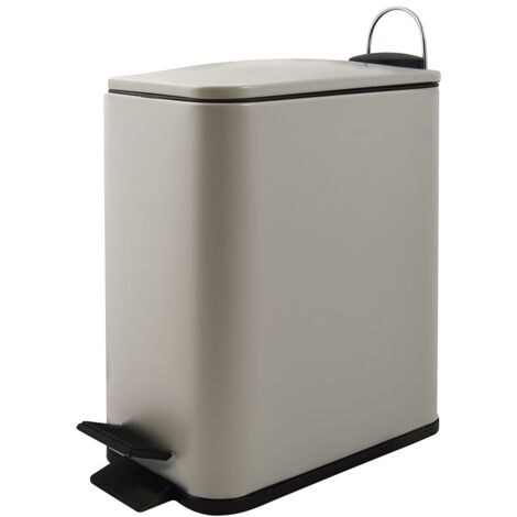 Pattumiera bagno 5 Lt in acciaio tortora opaco con apertura a pedale Rexa
