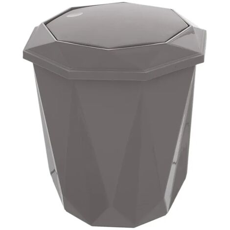 Pattumiera bagno grigio con coperchio basculante e capacità 5,5 lt