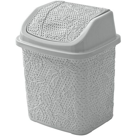 Pattumiera bagno in plastica grigia capienza 5,5 lt con coperchio basculante