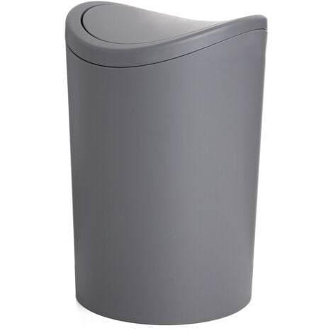TA-TAY Pattumiera bagno in polipropilene grigio 6 Lt con coperchio basculante