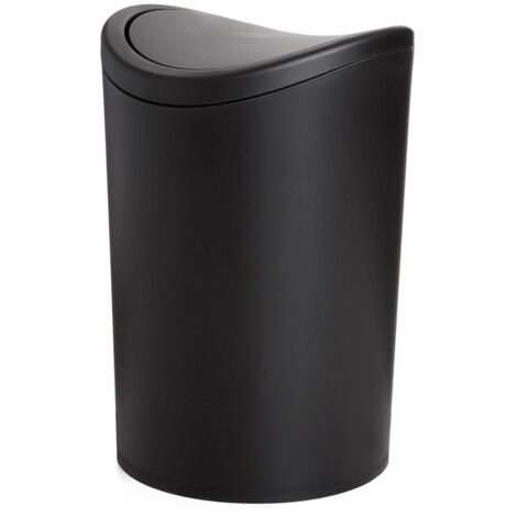 Pattumiera bagno in polipropilene nero 6 Lt con coperchio basculante