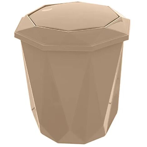 Pattumiera bagno tortora con coperchio basculante e capacità 5,5 lt