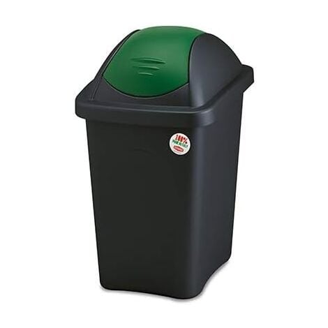 Pattumiera basculante 30 Nero/verde bidone contenitore raccolta indifferenziata per casa pub locali giardino bar hotel bagno