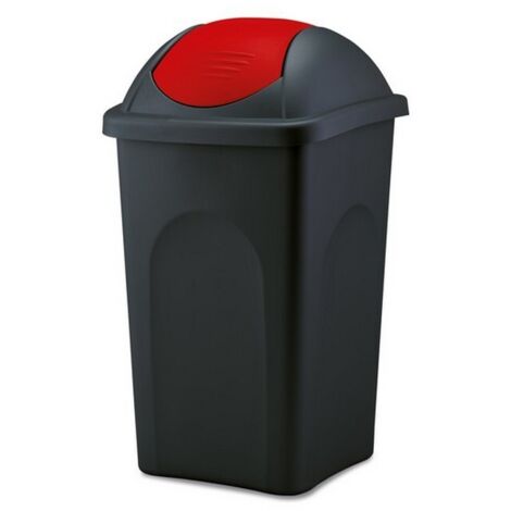 Pattumiera Bidone Bascula Fusto Nero e Bascula Rossa 30 Litri