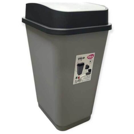 Pattumiera Bidone in Plastica Oslo Black Silver Dea Home 50 Litri